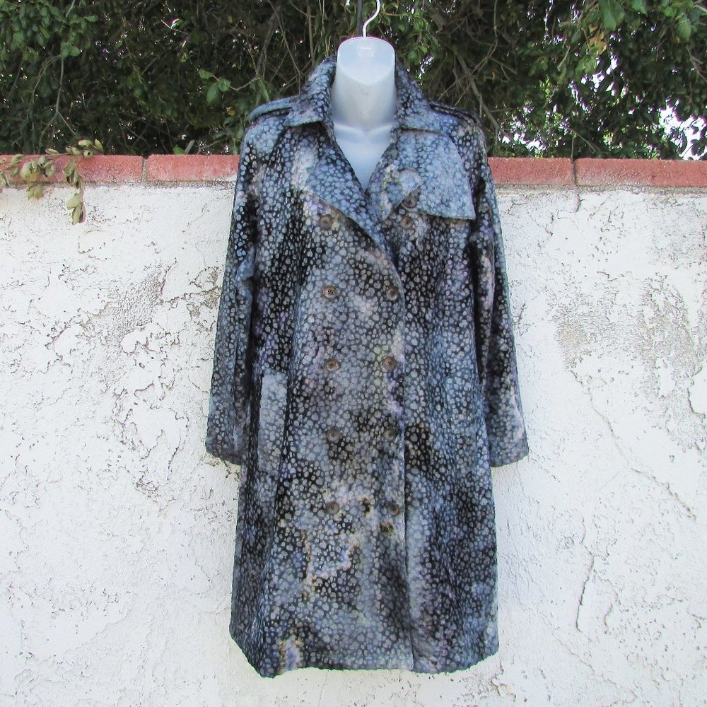 Whitney Eve navy silver crushed velvet trench coat M